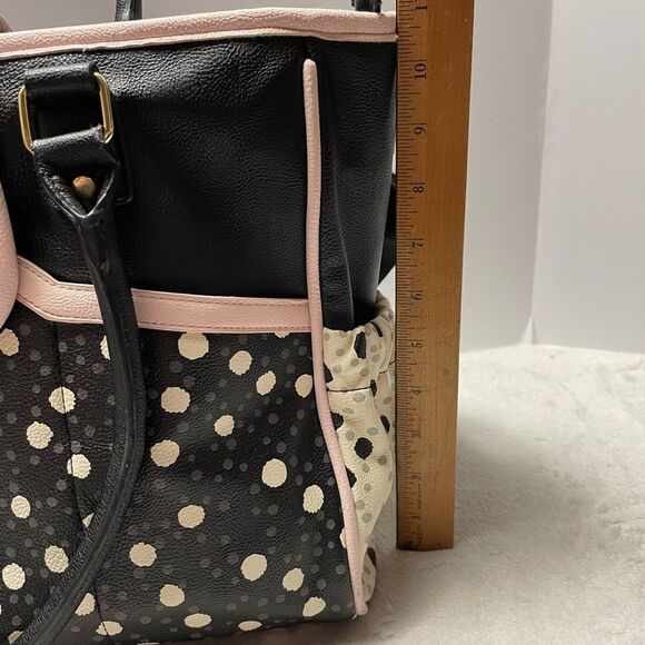 Betsey Johnson Diaper Bag Large Baby Tote Flap Over Polka Dot - Picture 6 of 15